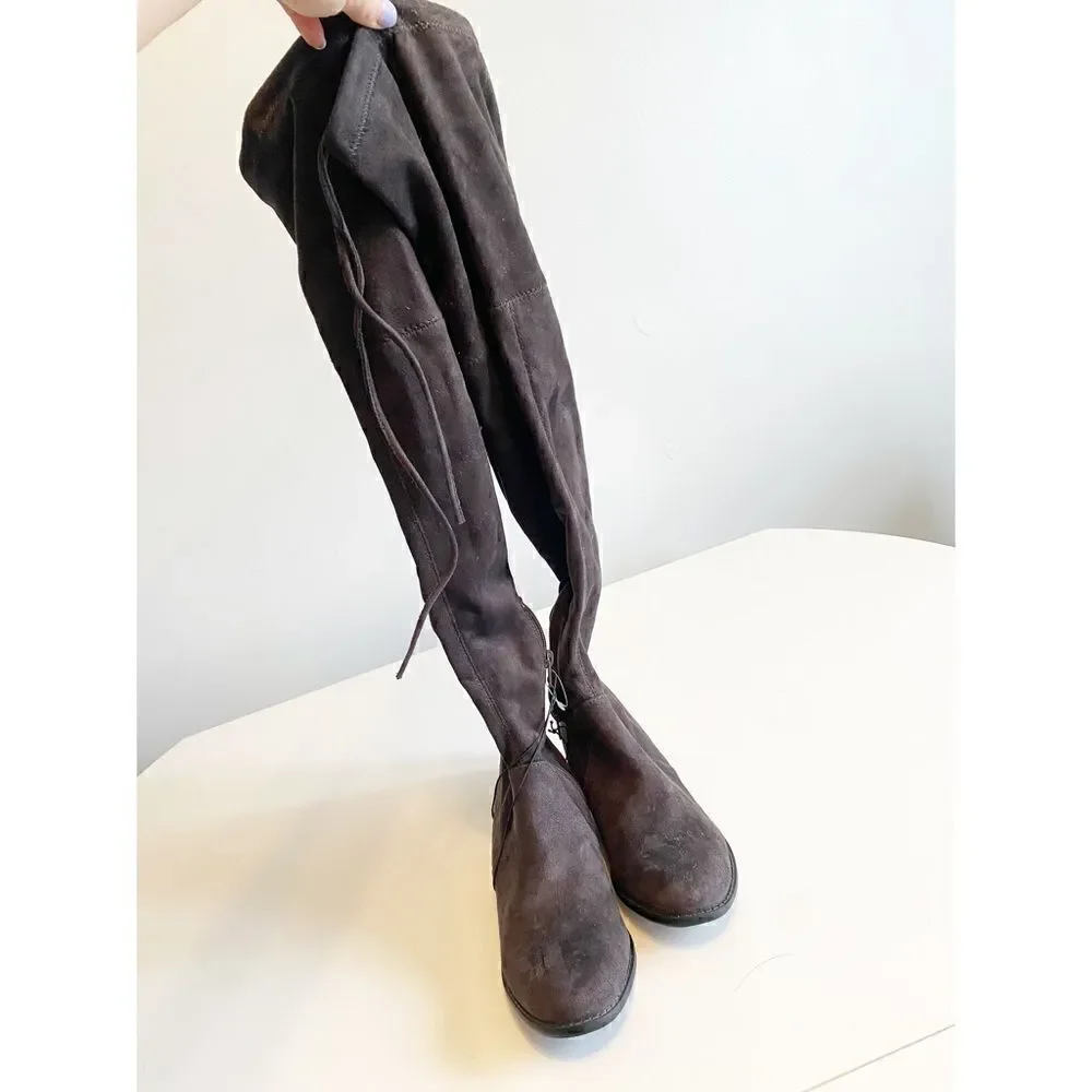 NWOT knee high faux suede brown boots